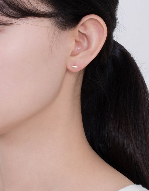 Elegant Sterling Silver Bar Stud Earrings with Cubic Zirconia